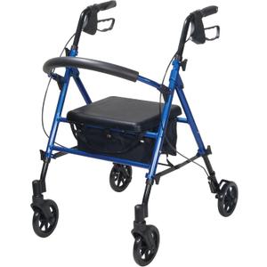 Drive Medical RTL10261BL Foldable Rollator Walker with Seat - Adjustable Handles and Seat, Blue Drive Medical RTL10261BL Foldable Rollator Walker with Seat - Adjustable Handles and Seat, Blue