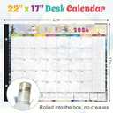 Gannyfer Desk Calendar 2026-2027, 18-Month Large Desk Calendar, Use Now Until March 2027, 22" x 17" Desktop Pad Calendar, with Notes Section, Thick Paper, Large Grid Layout (6 Stickers Included)