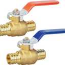1/2" Pex Shut off Valve, 2 Pack Brass 1/2" Pex Ball Valve with 1/4 Turn Handle for Hot and Cold Water, UPC Certified