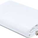 Royale Linens 100% Organic Cotton Twin Flat Sheet Only - Super Soft - Percale Top Sheets - Twin Flat Sheet Sold Separately - Breathable, Cool & Crisp White Sheets Only (66" x 96", White)