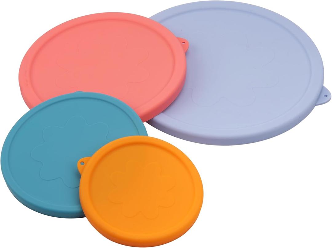 KIICI 4-Pack Silicone Lids for Pyrex Sculpted Glass Mixing Bowls - Assorted Sizes Fit with 7401-S 3-cup, 7402-S 6-cup, 7403-S 10-cup, & 7404-S 4.5-Quart, Dishwasher & Microwave Safe (Lids Only)