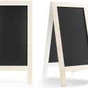 Sandwich Board 40"x20" 2Pack Solid Pine Wood Rustic White, Chalk Board Signs Outdoor, Chalkboard Easel, Menu Chalkboard