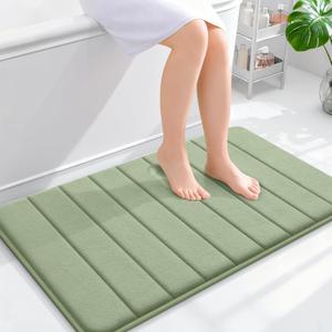 OLANLY Memory Foam Bath Mat 36x24, Super Soft Absorbent Bathroom Rugs, Quick Dry, Machine Washable Shower Floor Rugs, Bathmat Carpet, Bathroom Home Decor Accessories, Sage Green