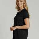 Real Essentials 5 Pack: Women's Short Sleeve Breeze Tech V-Neck T Shirt Workout Top Wicking Dry Fit Athletic Tee (Plus) XS