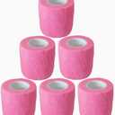 Baisunt 6 Pack 2 Inches Cohesive Bandage Self Adhesive Wrap Elastic Self Adherent Vet Wrap Breathable Self Stick Tape for Wrist, Ankle, Sports, Tatoo Wrap(5 Yards, Pink)