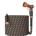 Giraffe Tools Non-Expandable Garden Hose 75FT 1/2” Lightweight Flexible Water Hoses Burst 600 psi with 9 Spray Function Nozzle Heavy Duty Hose