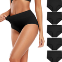 Molasus Women's Cotton Underwear High Waisted Full Coverage Ladies Panties ,Size L , 5 Pack