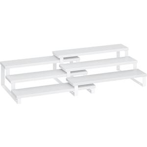 SONGMICS Display Risers, Set of 2 Engineered Wood Perfume Organizer Stand, 3-Tier Cupcake Stand Holder, Spice Rack, Shelf Risers for Figures, Dessert Shelves, Snow White and Cloud White UKCS116W01