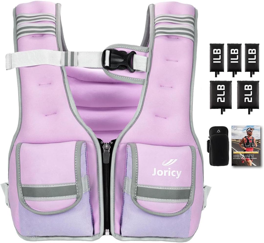 Adjustable Weighted Vest Woman 5-12lb/9-16lb/17-24lb/23-30lb Weight Vest with Reflective Stripe, Zipper Rucking Running Vests for Women Men Workout Walking Strength Training Weight Loss Fitness Weightlifting