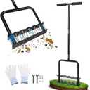 Lawn Aerator Tool with 14 Metal Spikes Manual Yard Aerator with Spring Base & Auto Leaf Cleaning for Soil Aeration, Lawn Care, Grass Health Heavy Duty Aerator for Garden, Backyard, Patio