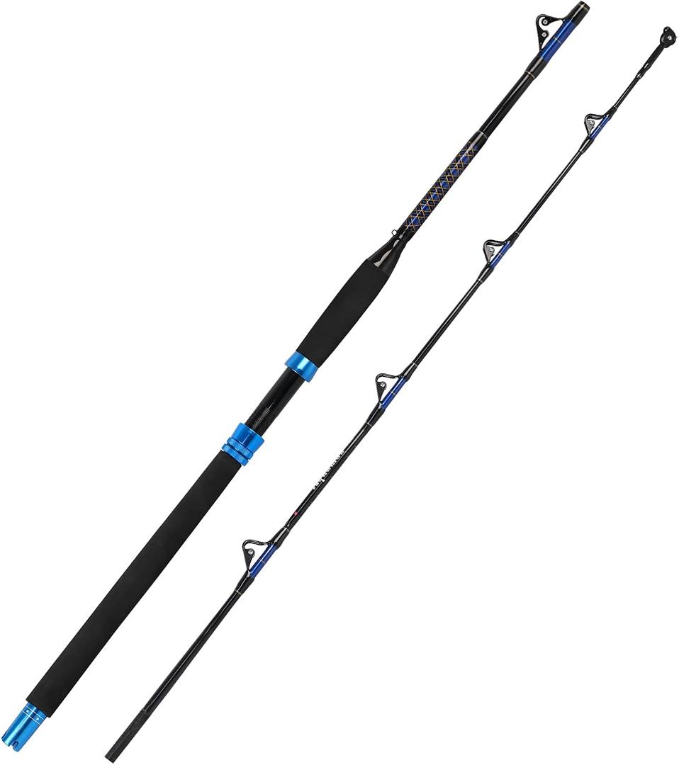 Fiblink 1-Piece Saltwater Offshore Trolling Rod Conventional Boat Rod Carbon Fishing Pole, 6ft, 30-50lb line rating