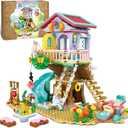 QLT Tree House Building Set with Light Kit - Compatible with Lego Flowers Friends Friendship Treehouse Building Kit, Creative Forest Toy with a House Construction Set Gift for Kids(648PCS)