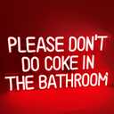 SYLHOME Red Please Don't Do Coke In The Bathroom Led Neon Light Sign Game Room Bedroom Bar Store Wall Decor Sign Birthday Christmas Party Backdrop USB 16.9"X9.2" 5V