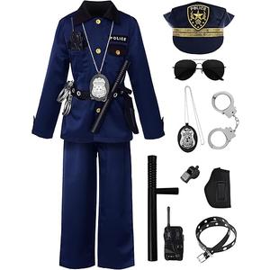 Nelibeauty Police Officer Costume for Kids - Deluxe Police Costume for Kids with Accessories, Kids Halloween Costumes for Boys Girls, Cop Outfit Role Play Kit for Halloween Career Day-140