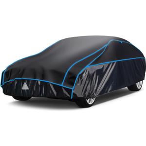 Hail Protector Car Cover, Outdoor Anti Hail Car Covers Thick Multi-Layered EVA, Hail Proof Car Cover Waterproof All Weather, Hail Protection Padded Fit Sedan/Coupe (Length 186 to 193 inch (Black Blue)
