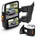Towing Mirrors Chrome for Ford F-250 F-350 F-450 F-550 Super Duty 2008-2016 Power Heated with Smoke Turn Signal Manual Folding Telescoping (1 Pair)