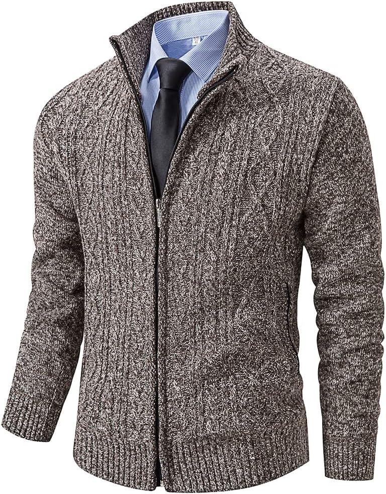 Msmsse Men's Cardigan Sweaters Full Zip Knitted Sweater for Men (XXL)