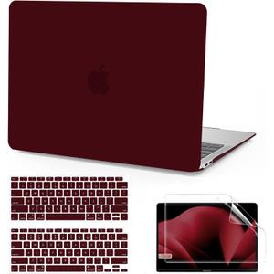 Anban Compatible with MacBook Air 13 inch Case M1 2021 2020 2019 2018 A2337 A2179 A1932 Touch ID, Matte Plastic Hard Shell+2 Keyboard Cover+Screen Protector for MacBook Air 13.3 inch Case, Marsala Red