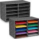 Dispowreath 2 Pack 10 Slots Construction Paper Storage, Classroom Mailboxes, Back to School Literature Cardboard Paper Organizer for Teacher, Office, 19.7 x 12.4 x 11.8 Inches(Black,Composition)