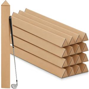 16pcs Triangle Golf Club Shipping Boxes, 4.7x4.7x47 Inch Corrugated Cardboard Long Golf Box for Enhanced Protection, Ideal for Packaging, Moving, Mailing & Storage