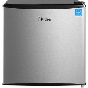 Midea MERM17B0ASL 1.7 Cu Ft Mini Fridge, Compact Refrigerator with Adjustable Thermostat, Reversible Door, Low Noise, Energy Efficient, Ideal for Dorm, Office, Bedroom, Steel Gray