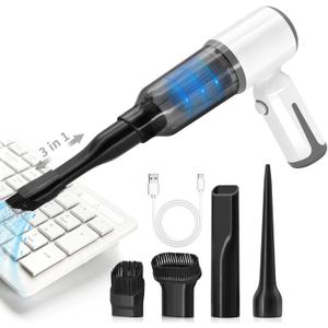 Cordless Vacuum Cleaner-Mini Air Duster, Portable Handheld Vacuum, 3 in1Dry Use Dust Buster & Air Blower for Kitchen, 6500PA Suction,Inflate/Deflate Swim Ring (White)