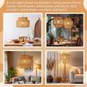 VIHOSE 12.6 Inch Boho Rattan Lamp Shades Wicker Lantern Lamp Shade Vintage Rattan Small Lampshade for Table Floor Hanging Lamps Farmhouse Rustic Lampshades for Kitchen Bedroom Dining Room Hallway