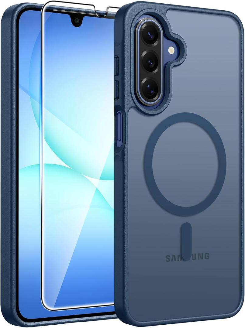 FNTCASE for Galaxy A17 5G Phone Case: for Galaxy A16 5G Phone Case [Compatible with Magsafe] Matte Translucent [Screen Protector] Military Grade Protection for Samsung A 17 & A 16 Cases - Blue