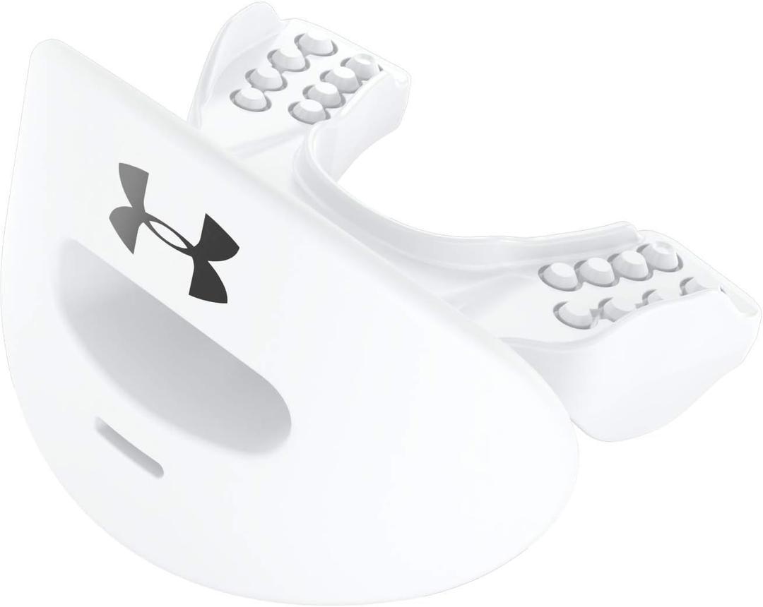 Under Armour Lip Gaurd for Football, Football Mouth Guard With Strap, Football Mouthpiece, Full Mouth Protection, Football Mouth Guard for Braces, Lip Guard Mouth Piece, Adult and Youth Mouth Guards (White)