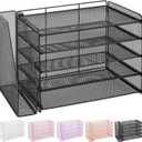 OPNICE Desk Organizer, 5-Tier Paper Organizer Letter Tray with Magazine Holder, Office Desk Accessories & Workspace Organizers, Desktop File Organizer for Office Supplies Storage, Black (15.5" x 9" x 10.3")