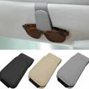 Car Sunglasses Holder, Sun Visor Eyeglass Holder Magnetic Clip Leather, 1 Pack Gray