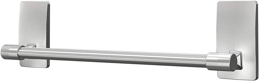 Command Hand Towel Bar Satin Nickel with Water Resistant Command Strips, Bathroom Décor, 9 in Bar Length Holds up to 3 lbs