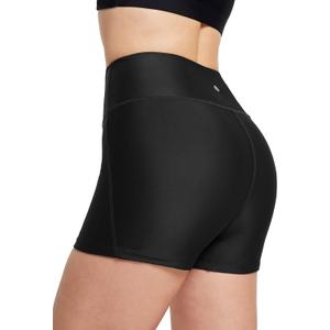 baleaf Women's 3"/5"/6"/8" High Waisted Swim Shorts Tummy Control Swimsuits Bottoms Modest Board Shorts UPF 50+ (Large, Black)