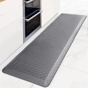 HappyTrends Anti-Fatigue Floor Mat - 4/5 Inch Thick, Waterproof Non-Slip, Heavy Duty Ergonomic Comfort Rug for Kitchen, Office, Sink, Laundry (22"x72", Gray) (Grey)