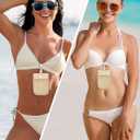 Travel Bra Wallet for Women, Hidden Bra Wallet Pickpocket Proof Under Clothes Money Belt Pouch Secret Travel Wallet for Money Valuables (Black, Nude)