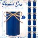 Rustic Vase for Table Centerpieces 4.33 Inch Small Petite Flower Vase with Twine Bow Vintage Farmhouse Decor for Wedding Reception Dining, Home Galvanized Metal Buckets(Dark Blue,12 Pcs)