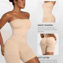 SHAPELLX Women's Shapewear Bodysuits Tummy Control Butt Lifter Body Shaper Strapless Seamless Mid Thigh Jumpsuit Tops (Beige, M)