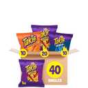 Takis Hero Variety Pack 40-Count 1 oz Individual Bags of Rolled Tortilla Chips - (20) Fuego, (10) Blue Heat, (10) Intense Nacho, Best By 03/06/2026