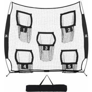 ZELUS 7 x 7ft Football Trainer Throwing Net | Training Target Practice with 5 Targets | Great for Quarterback | Includes Carry Bag (Black)