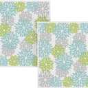 2 x Artoid Mode Light Blue Dahlia Floral Kitchen Dish Cloths, 12x12 Inch Quick Dry Microfiber Dishcloths for Kitchen Premium Dish Rags Set of 2