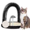 Happi N Pets Cat Self Groomer, Arch Grooming Brush wtih Heavy Duty Woven Sisal Pad, Rubbing Post & Catnip Toy, Cat Face Scratchers Body Massager, Cat Scratchers for Indoor Cats, Black (Smokey Gray)
