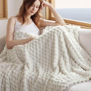 Bedsure Cozy Throw Blanket for Women - Soft Throw Blankets for Couch, Cute Small Fleece Gifts for Girls, Off White, 50x60 Inches (Throw (50" x 60"))