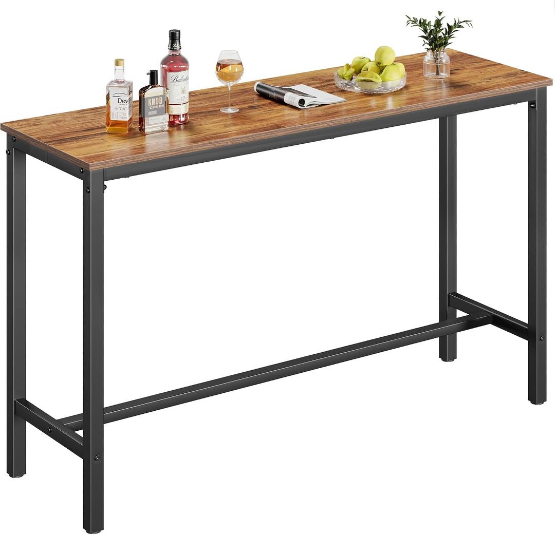 Mr IRONSTONE Bar Table, 53" Pub High Top Rectangular Bar Height Sofa Table Dining Table, for Narrow Space, Living Room, Vintage