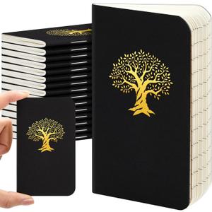 Outus 15 Pcs Mini Pocket Notebook 2.5" x 4" Small Journal Kraft Paper Notepads Bulk Softcover Pocket Notepad Memo Diary Subject Notebooks for Traveler Worker (Black,Tree of Life Style)