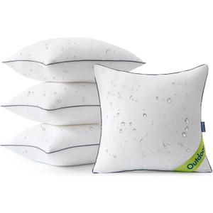 MIULEE 18x18 Outdoor Pillows, Pack of 4 Water Resistant Waterproof Pillow Inserts Decorative Stuffer for Sofa Couch Patio and Garden (18x18 Inch (Pack of 4))