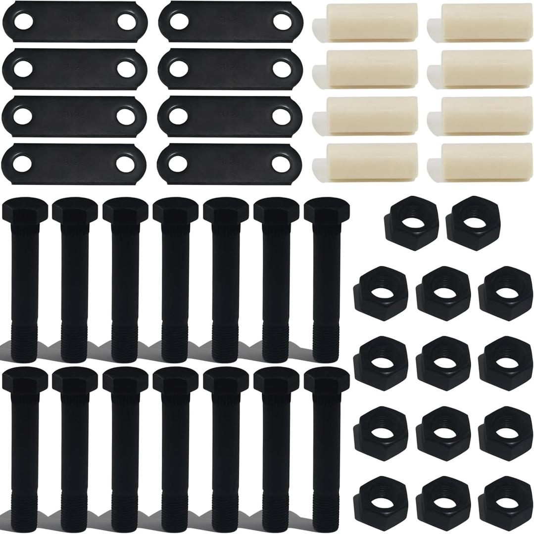 Trailer Shackle Kit,Single Trailer Axle Shackle Kit for Double Eye Spring 3,500 lbs-7,200 lbs 2 Packs (14Pcs Nuts and 14Pcs Bolts)