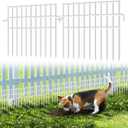 37ft (L) X 13in (H) Garden Animal Barrier Fence, 26 Pack No Dig Dog Fence Border, 1.44in Gap Decorative Fences, Rustproof Metal Wire Garden Border Fence for Dog, Rabbits Ground Stakes, White