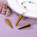 CrystaTears Tiger Eye Healing Crystal Pendulum for Divination Natural Hexagonal Chakra Quartz Crystal Point Stone Dowsing Pendulum for Wicca Witchcraft Reiki Healing Meditation Scrying