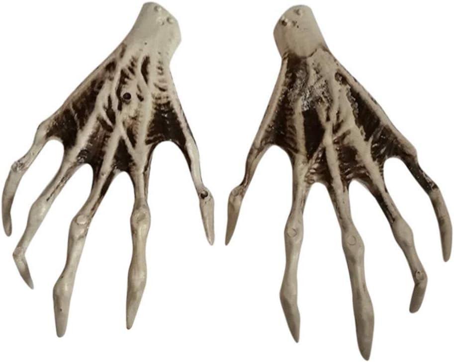 1 Pairs Halloween Hands Halloween Witch Hands Plastic Hand Skeleton Model for Halloween Decoration Terror Scary Props