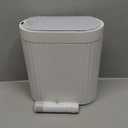 ELPHECO Bathroom Motion Sensor Trash Can 2 Gallon Automatic Garbage Can, Slim Plastic Smart Trash Can with Lid, Commercial Intelligent Trash Bin for Bedroom, Bathroom, Office, White with Grey Trim